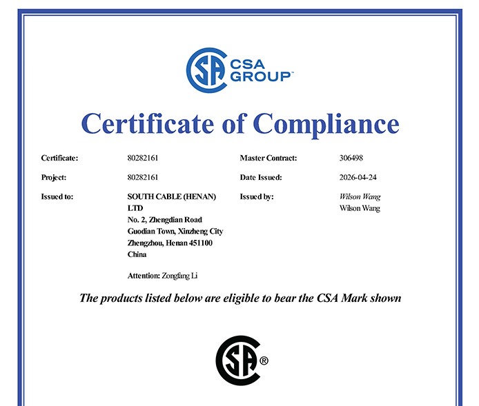 Southcable Awarded CSA Certification for North American Market